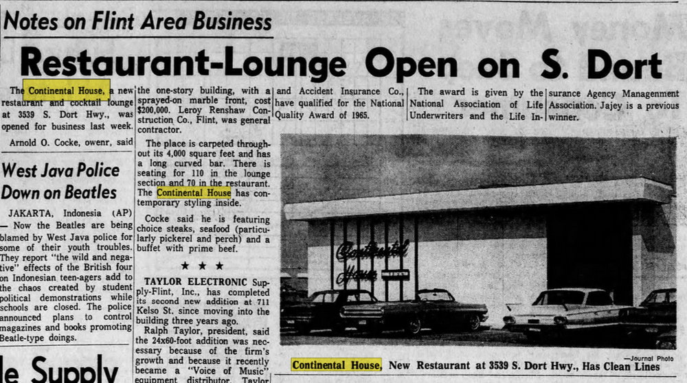 Continental House (The Machine Shop) - Aug 21 1966 Article